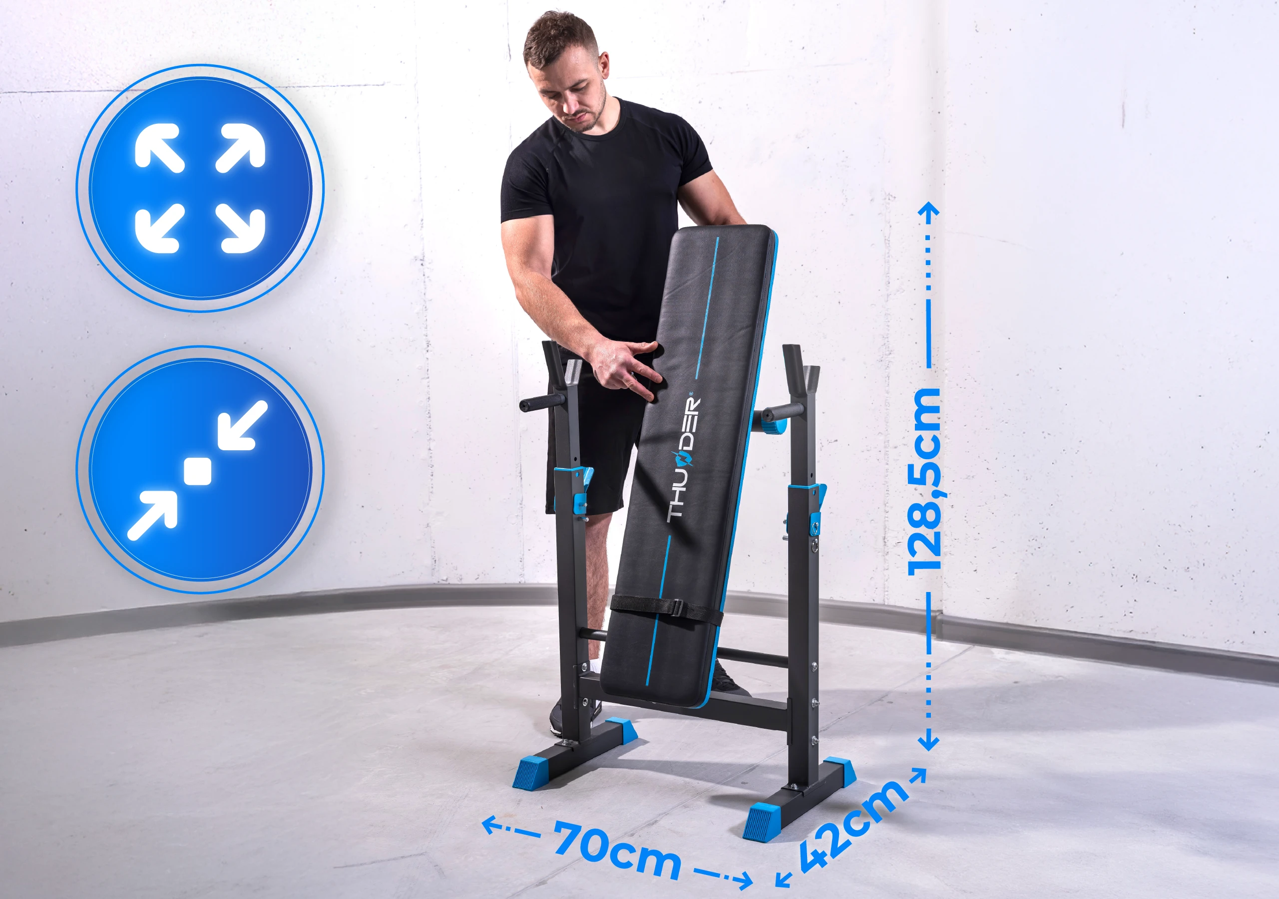 Ławka treningowa z regulowanymi stojakami MONET