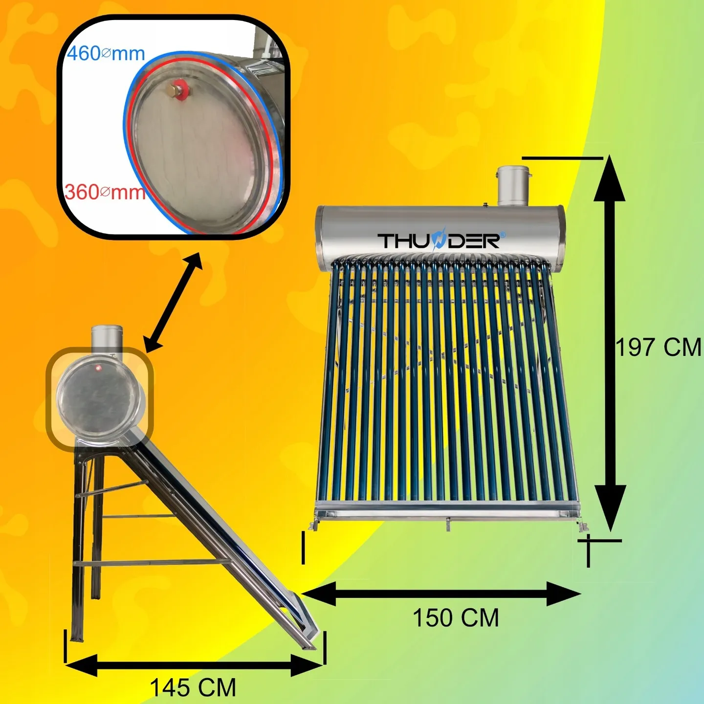 Dimensioni del serbatoio da 300L