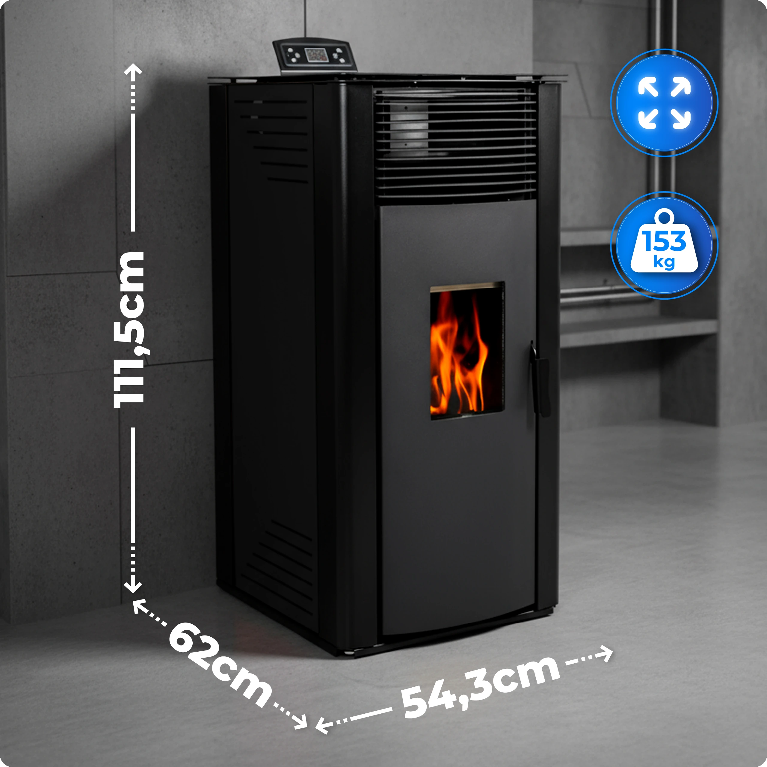 Specifiche della stufa a pellet THUNDER GAREN-BLACK 12 kW