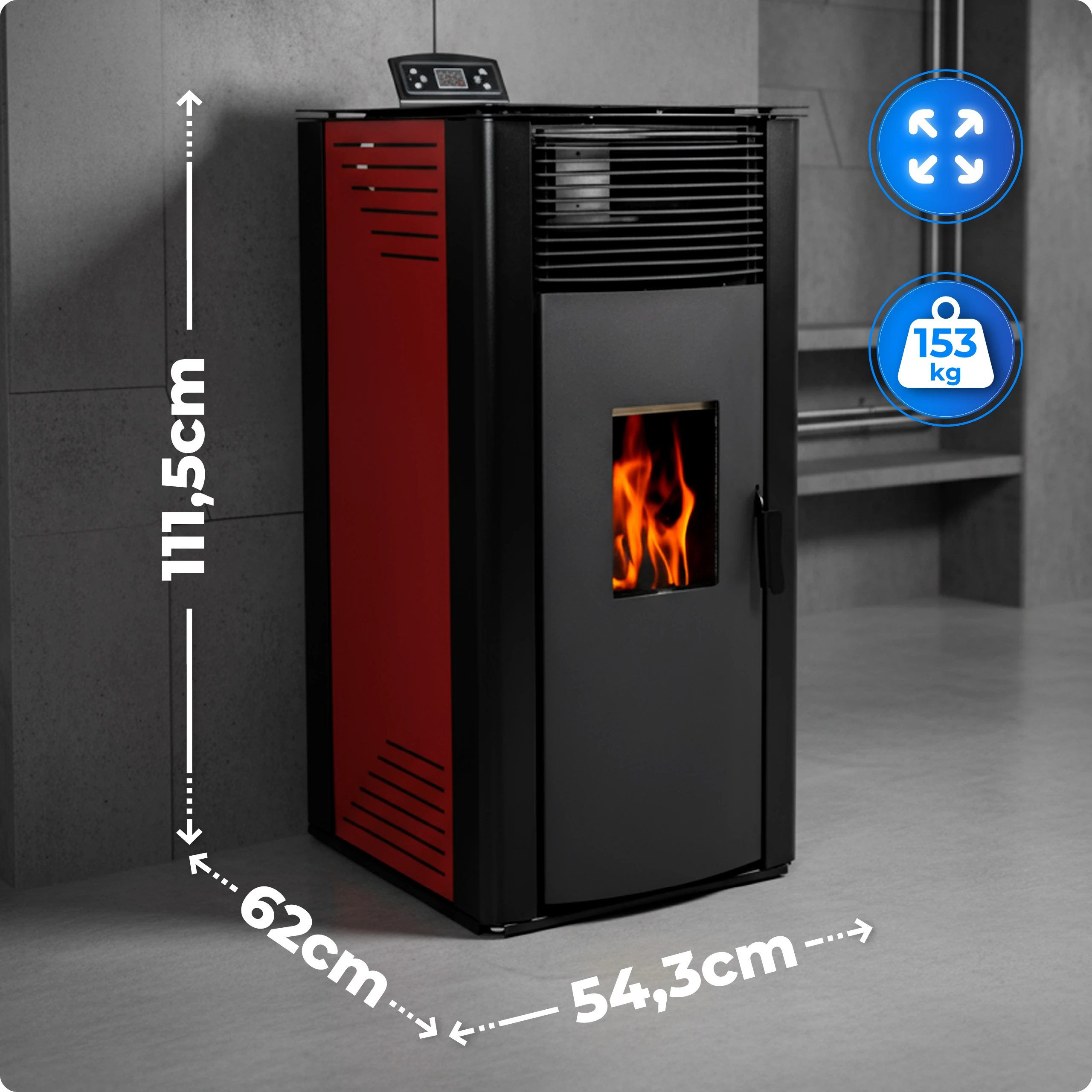 Specifiche della stufa THUNDER GAREN-RED 12 kW