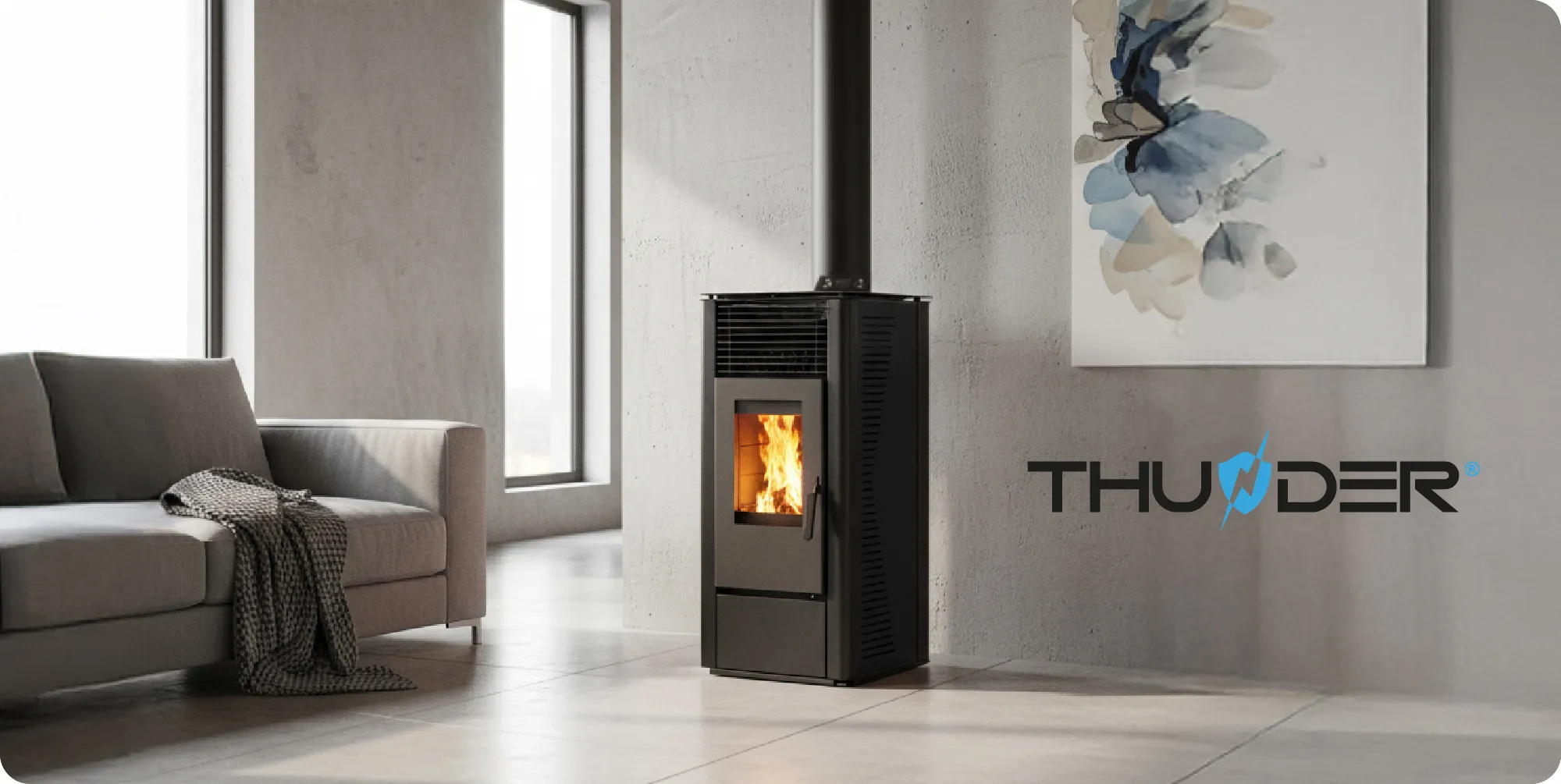 Stufa a pellet autonoma 12 kW – THUNDER ARIA-BLACK