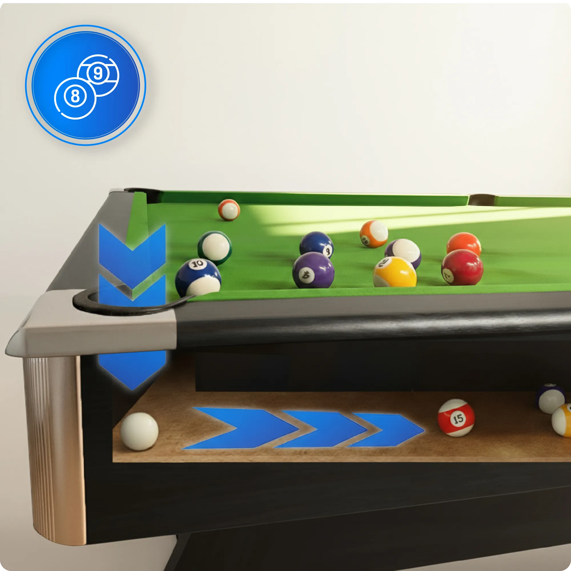 Set del tavolo da biliardo BOLD-BLACK-8FT