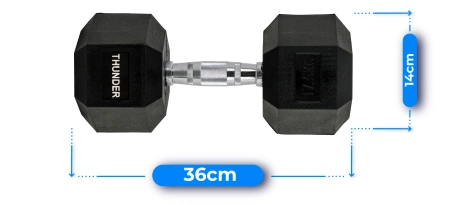 Manubrio esagonale 17,5 kg THUNDER