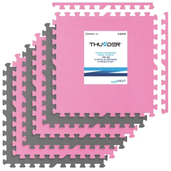 Tappetini a incastro rosa e grigi 60x60 cm THUNDER