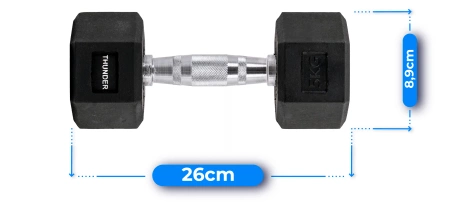 Manubrio esagonale 5 kg THUNDER