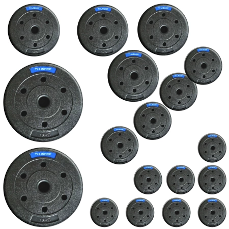 Set di dischi bituminosi THUNDER 2x10 kg + 4x5 kg + 4x2,5 kg + 8x1,25 kg