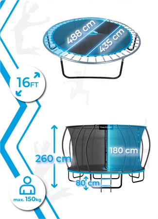Trampolino THUNDER INSIDE ULTRA 16FT (488 cm) BLU
