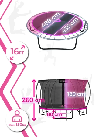 Trampolino THUNDER INSIDE ULTRA 16FT (488 cm) ROSA