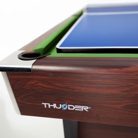 Tavolo da biliardo THUNDER 8FT BOLD BROWN con piano Air Hockey e Ping Pong