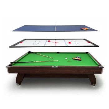 Tavolo da biliardo THUNDER 8FT BOLD BROWN con piano Air Hockey e Ping Pong