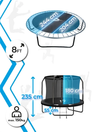 Trampolino THUNDER INSIDE ELITE 8FT (244 cm) NERO