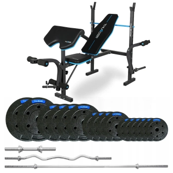 Set da bodybuilding THUNDER 57,5 kg con panca VIGOR-A e bilanciere ricurvo